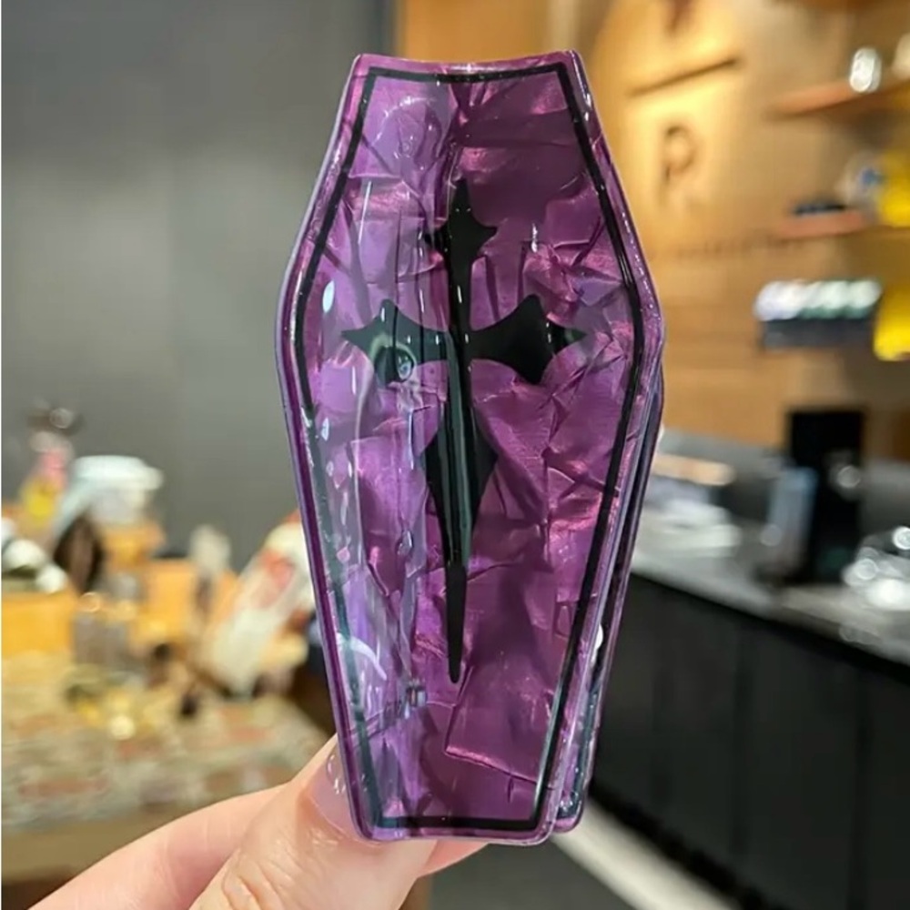 Purple Coffin-Shaped Hair Clip